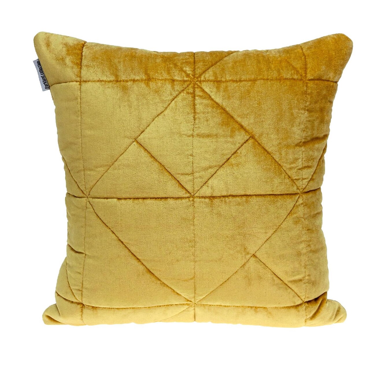 Nassau Collection 20" Solid Mustard Yellow Geometric Quilted Square Throw Pillow